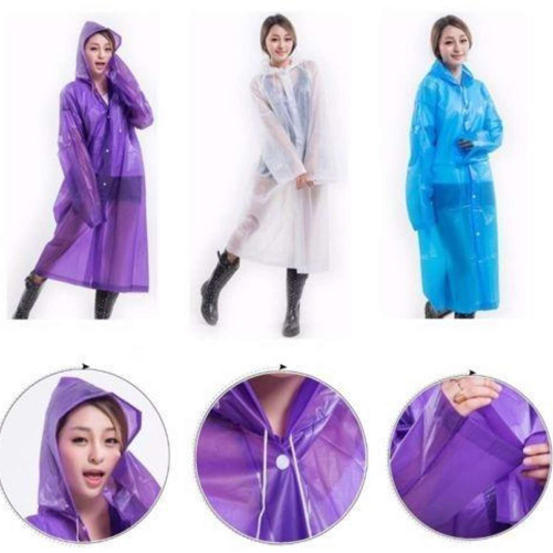 Portable Eva Raincoat Fashion Hooded Clear Thicken Rain Coat